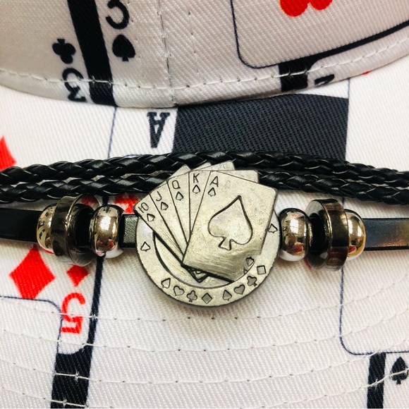 Unisex Leather Braided Bracelet Poker Spade Royal Flush - Picture 12 of 13